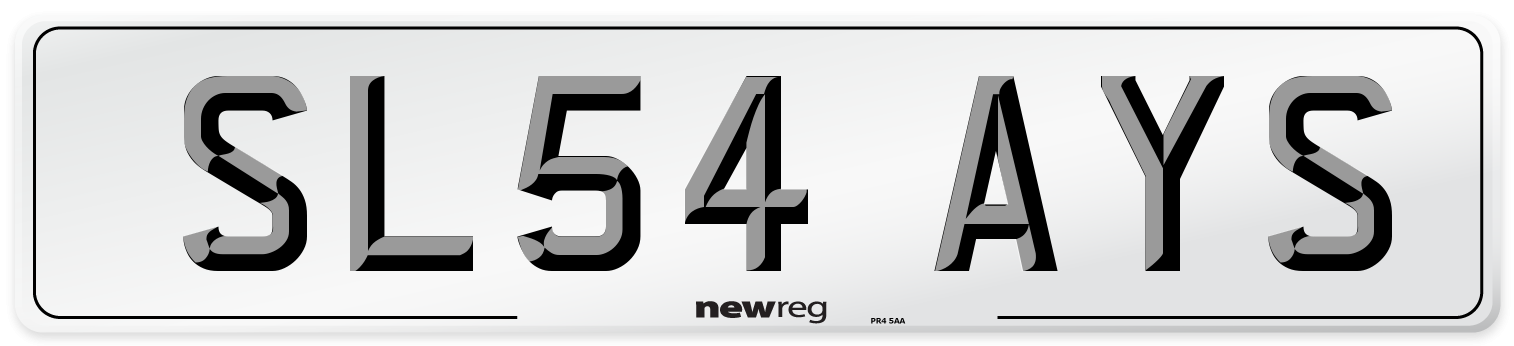 SL54 AYS Number Plate from New Reg